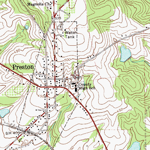Topographic Map of Preston Cemetery, GA