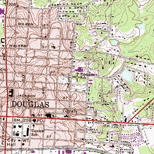 Topographic Map of Eastside Park, GA