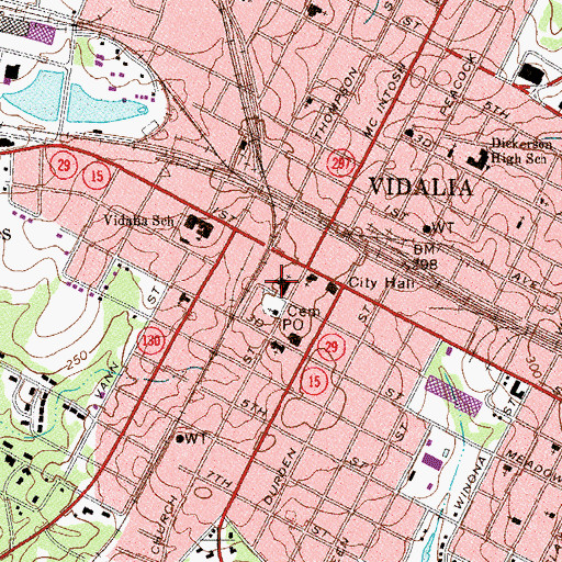 Topographic Map of Vidalia Methodist Church, GA