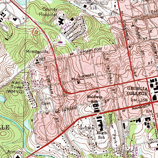 Topographic Map of Lees Chapel, GA