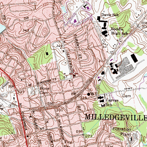 Topographic Map of Northside Baptist Church, GA