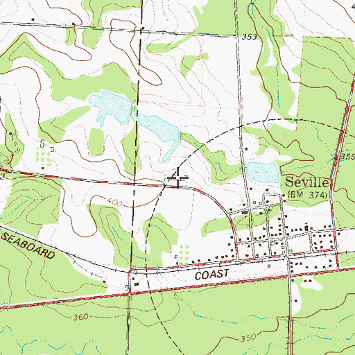 Topographic Map of Seville Cemetery, GA