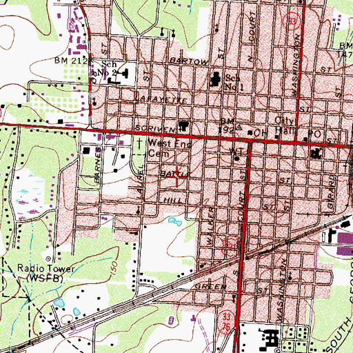 Topographic Map of Brooks County High School (historical), GA
