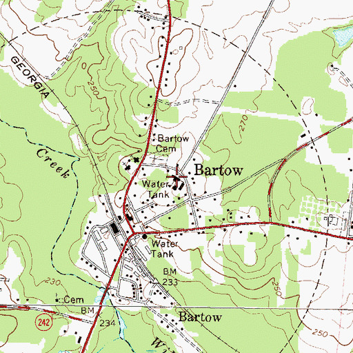 Topographic Map of Bartow High School, GA