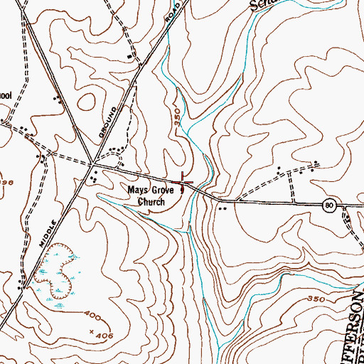 Topographic Map of Mays Grove Cemetery, GA