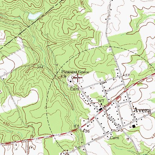 Topographic Map of Pleasant Grove Cemetery, GA