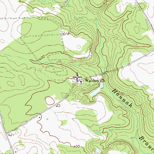Topographic Map of Waldens Cemetery, GA
