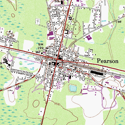 Topographic Map of Pearson Post Office, GA