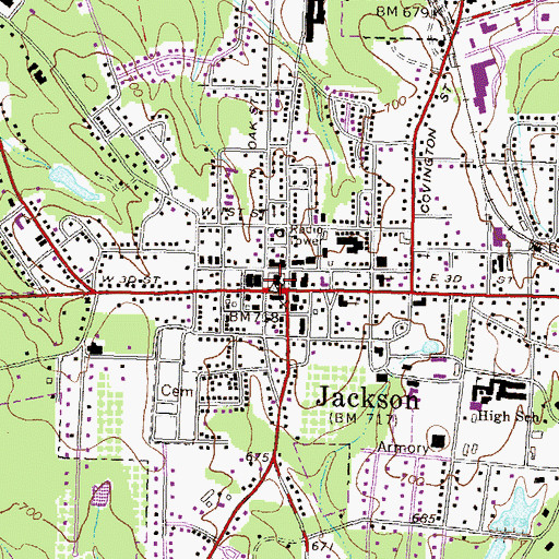 Topographic Map of Butts County Courthouse, GA