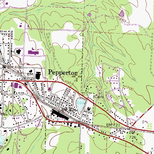 Topographic Map of Butts County Jail, GA