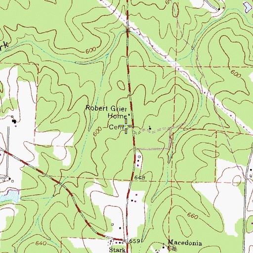 Topographic Map of Grier Cemetery, GA
