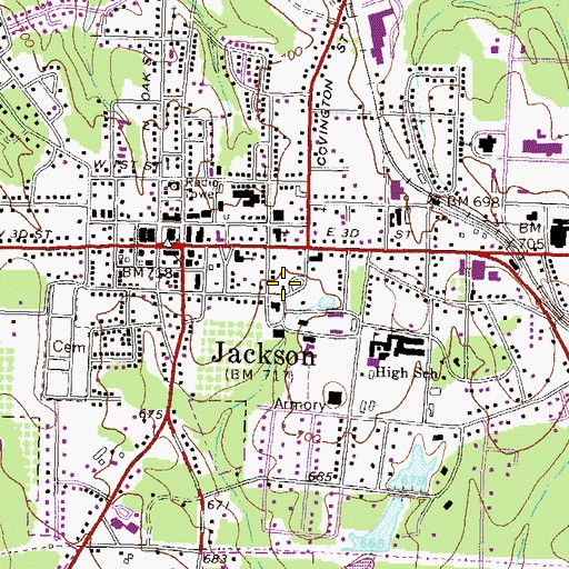 Topographic Map of Hawkes Library, GA