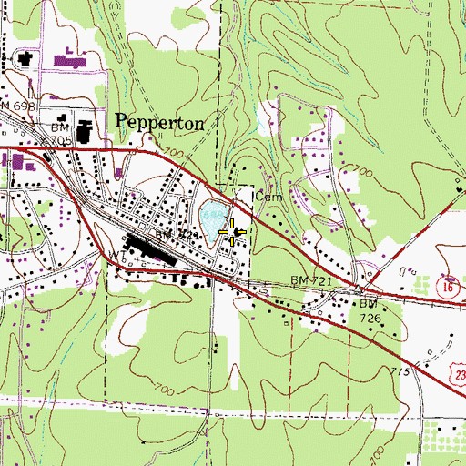 Topographic Map of Pepperton School (historical), GA