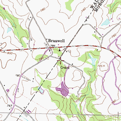 Topographic Map of Braswell School (historical), GA