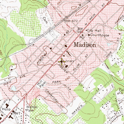Topographic Map of Madison Public School (historical), GA