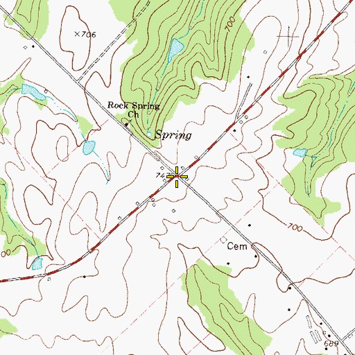 Topographic Map of Malcolms Store, GA