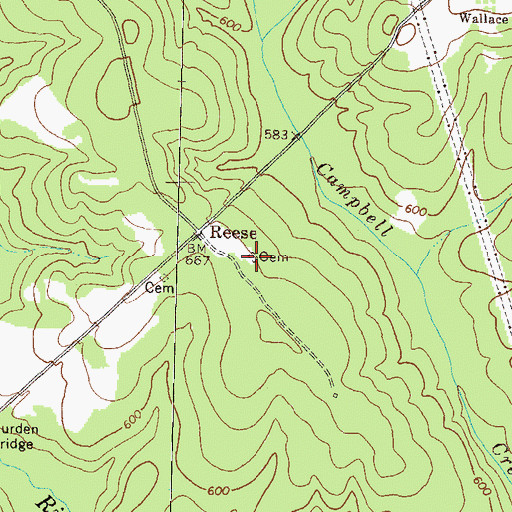 Topographic Map of Reese Cemetery, GA