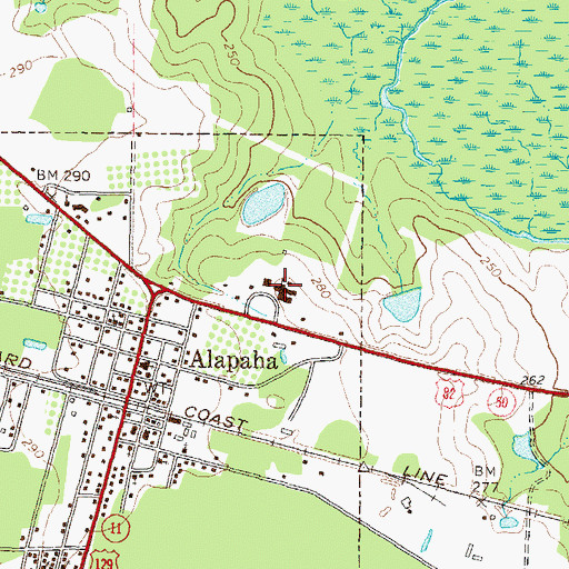Topographic Map of Alapaha Elementary School, GA