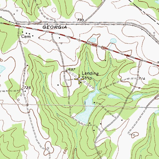 Topographic Map of Morrow Meadows Airport (historical), GA