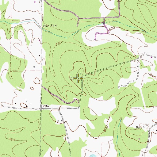 Topographic Map of Ackiss Cemetery, GA
