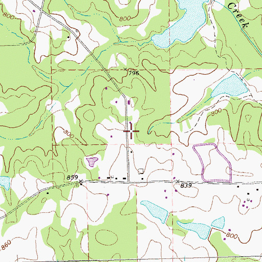 Topographic Map of D F Greene Cemetery, GA