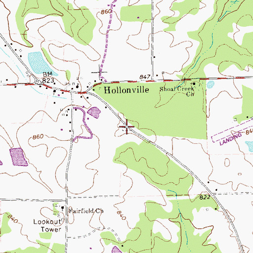 Topographic Map of Hollonville Cemetery, GA