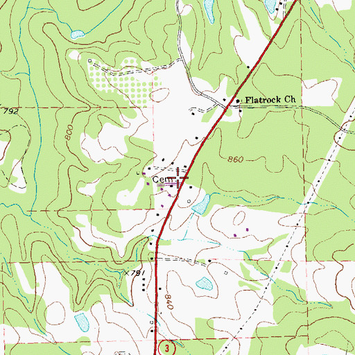 Topographic Map of Kendrick Cemetery, GA