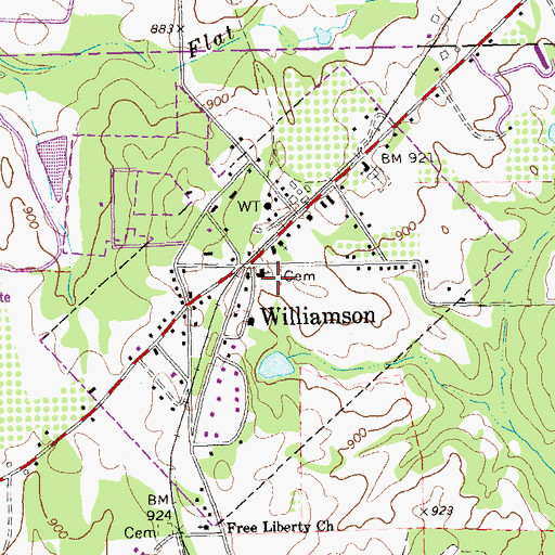 Topographic Map of Williamson Cemetery, GA
