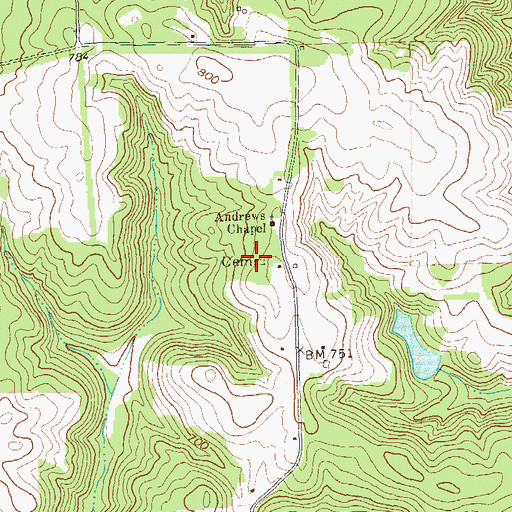 Topographic Map of Andrews Chapel Cemetery, GA
