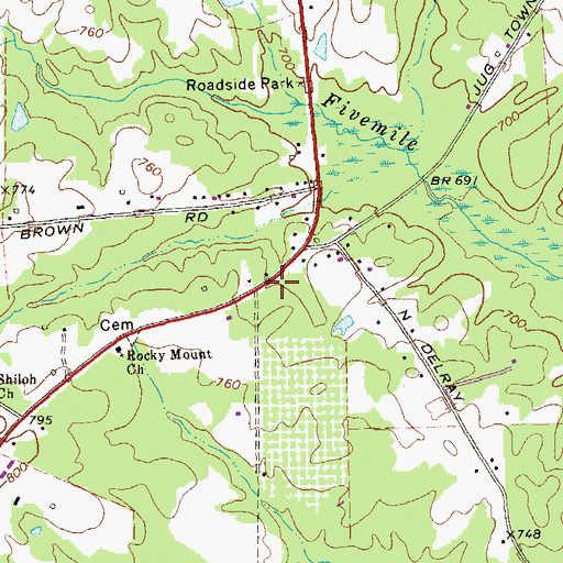 Topographic Map of Rocky Mount School (historical), GA