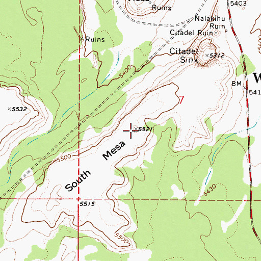 Topographic Map of South Mesa, AZ