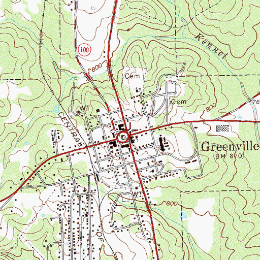 Topographic Map of Greenville United Methodist Church, GA