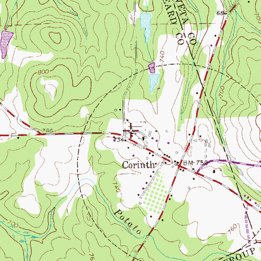 Topographic Map of Corinth United Methodist Church, GA