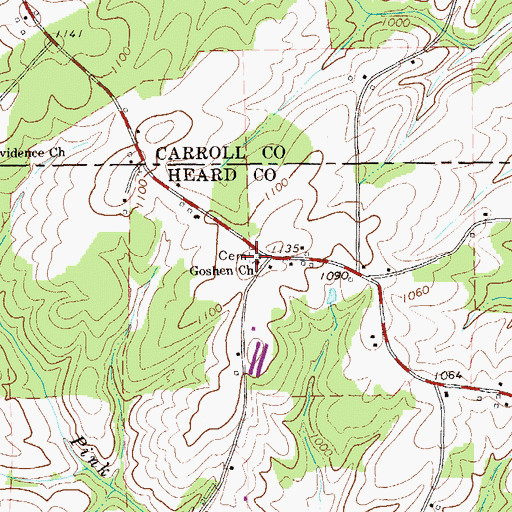 Topographic Map of Goshen Cemetery, GA
