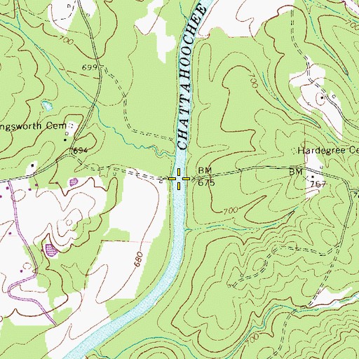Topographic Map of Webbs Ferry, GA