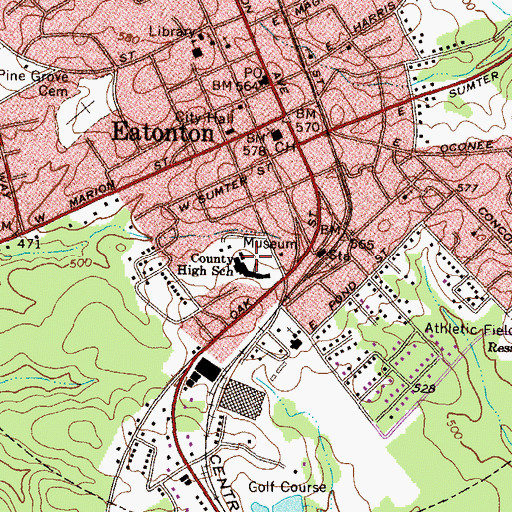 Topographic Map of Putnam County Middle School, GA