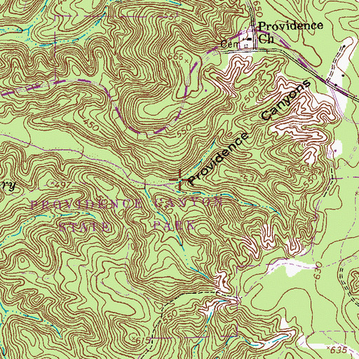 Topographic Map of Providence Canyons, GA