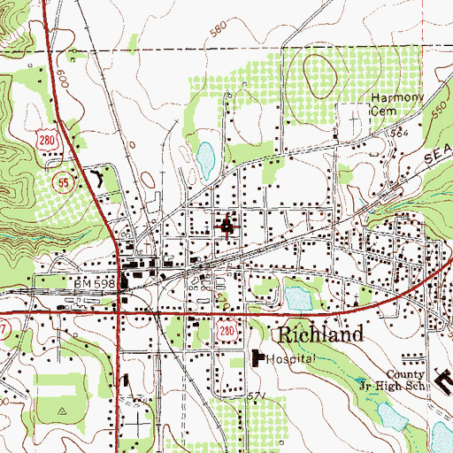 Topographic Map of Richland Elementary School, GA