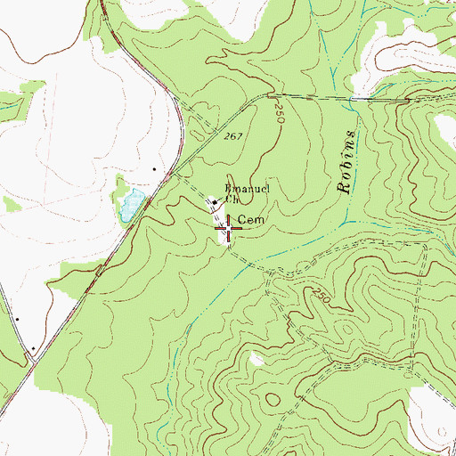Topographic Map of Emanuel Cemetery, GA