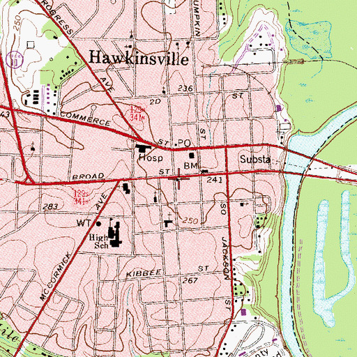 Topographic Map of Saint Lukes Episcopal Church, GA