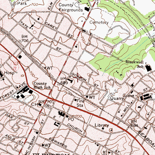 Topographic Map of Gordon Street Methodist Church (historical), GA