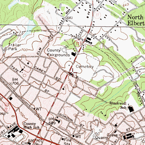 Topographic Map of Northside Baptist Church, GA