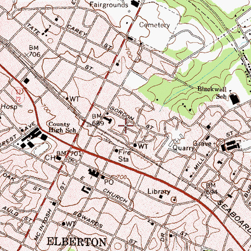 Topographic Map of Second Baptist Church (historical), GA