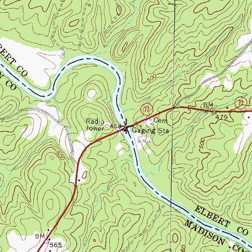 Topographic Map of Steel Bridge, GA