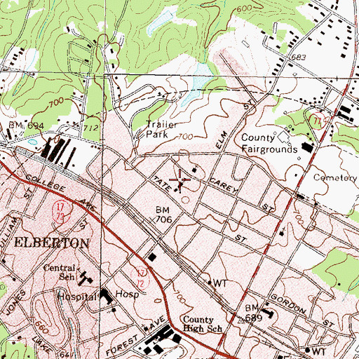 Topographic Map of Stevens Primary School, GA