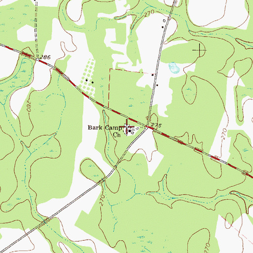 Topographic Map of Bark Camp Cemetery, GA