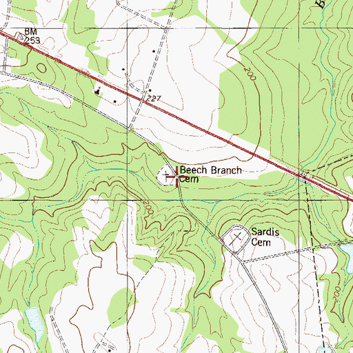 Topographic Map of Beech Branch Baptist Church (historical), GA
