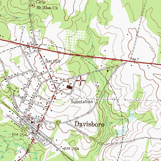 Topographic Map of Davisboro City Cemetery, GA