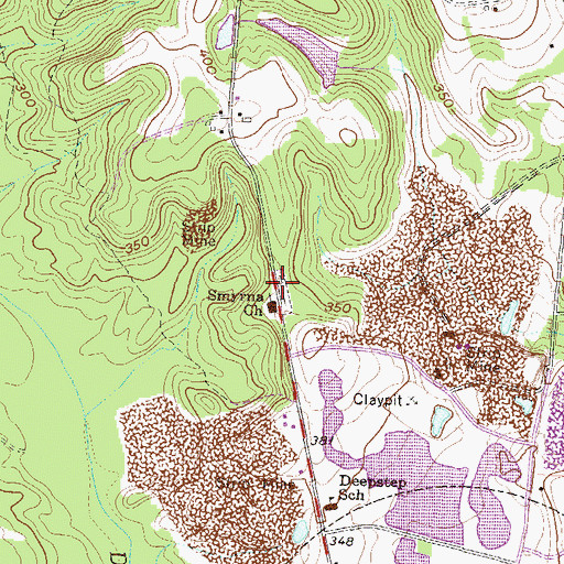 Topographic Map of Deepstep Cemetery, GA