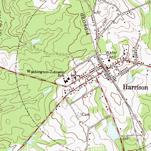 Topographic Map of Harrison Baptist Church, GA
